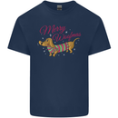 Merry Wiener Funny Christmas Dog Mens Cotton T-Shirt Tee Top Navy Blue