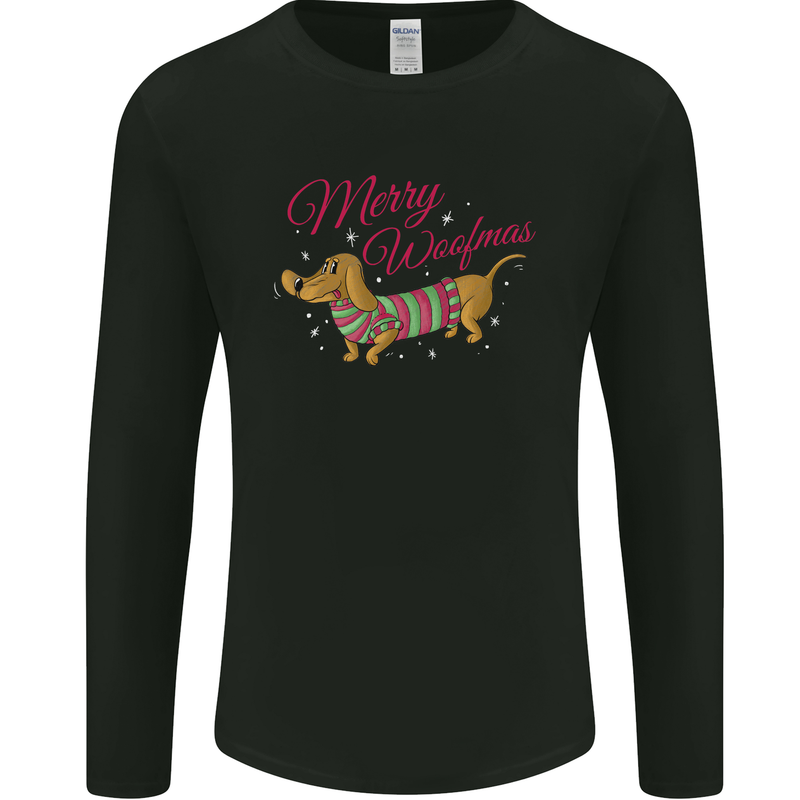 Merry Wiener Funny Christmas Dog Mens Long Sleeve T-Shirt Black