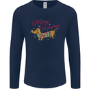 Merry Wiener Funny Christmas Dog Mens Long Sleeve T-Shirt Navy Blue