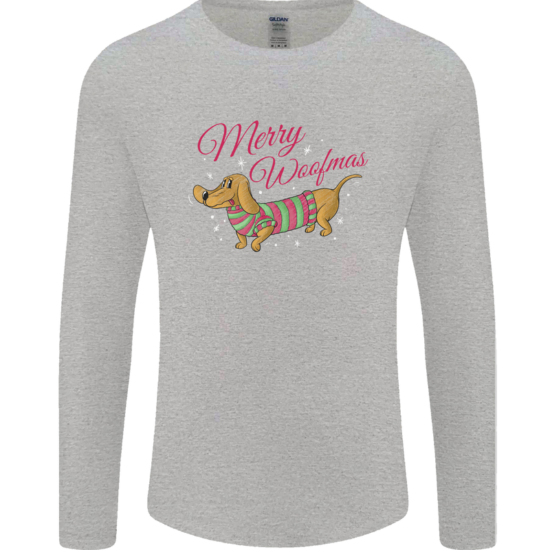 Merry Wiener Funny Christmas Dog Mens Long Sleeve T-Shirt Sports Grey