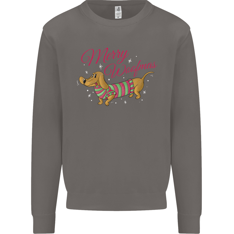 Merry Wiener Funny Christmas Dog Mens Sweatshirt Jumper Charcoal
