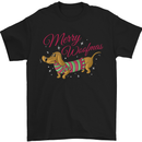 Merry Wiener Funny Christmas Dog Mens T-Shirt 100% Cotton Black