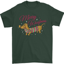 Merry Wiener Funny Christmas Dog Mens T-Shirt 100% Cotton Forest Green