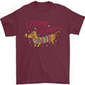 Merry Wiener Funny Christmas Dog Mens T-Shirt 100% Cotton Maroon