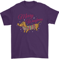 Merry Wiener Funny Christmas Dog Mens T-Shirt 100% Cotton Purple