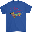 Merry Wiener Funny Christmas Dog Mens T-Shirt 100% Cotton Royal Blue