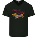 Merry Wiener Funny Christmas Dog Mens V-Neck Cotton T-Shirt Black