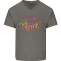 Merry Wiener Funny Christmas Dog Mens V-Neck Cotton T-Shirt Charcoal