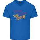 Merry Wiener Funny Christmas Dog Mens V-Neck Cotton T-Shirt Royal Blue