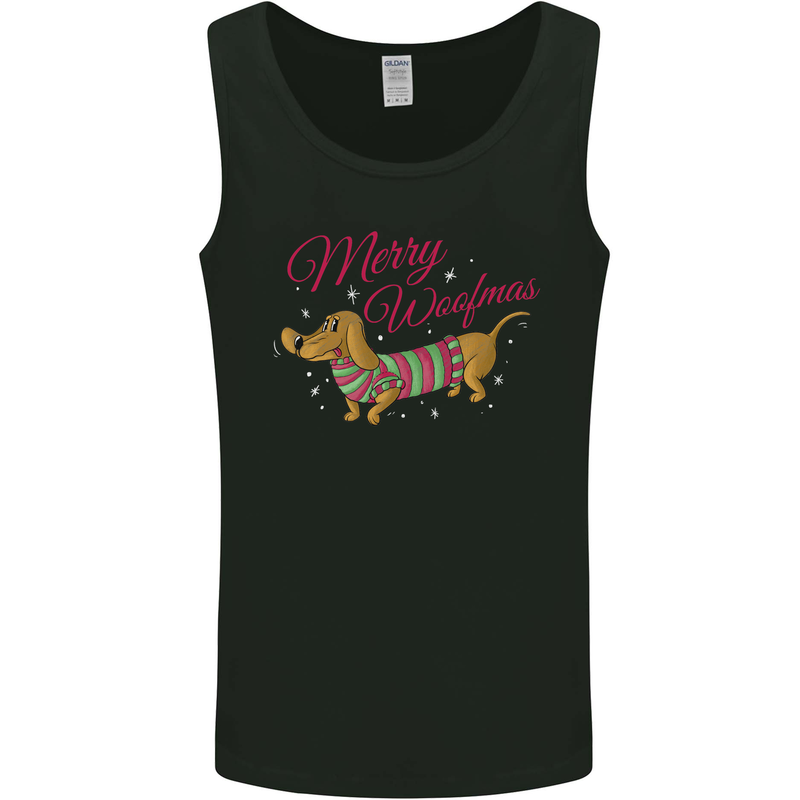 Merry Wiener Funny Christmas Dog Mens Vest Tank Top Black