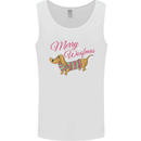 Merry Wiener Funny Christmas Dog Mens Vest Tank Top White