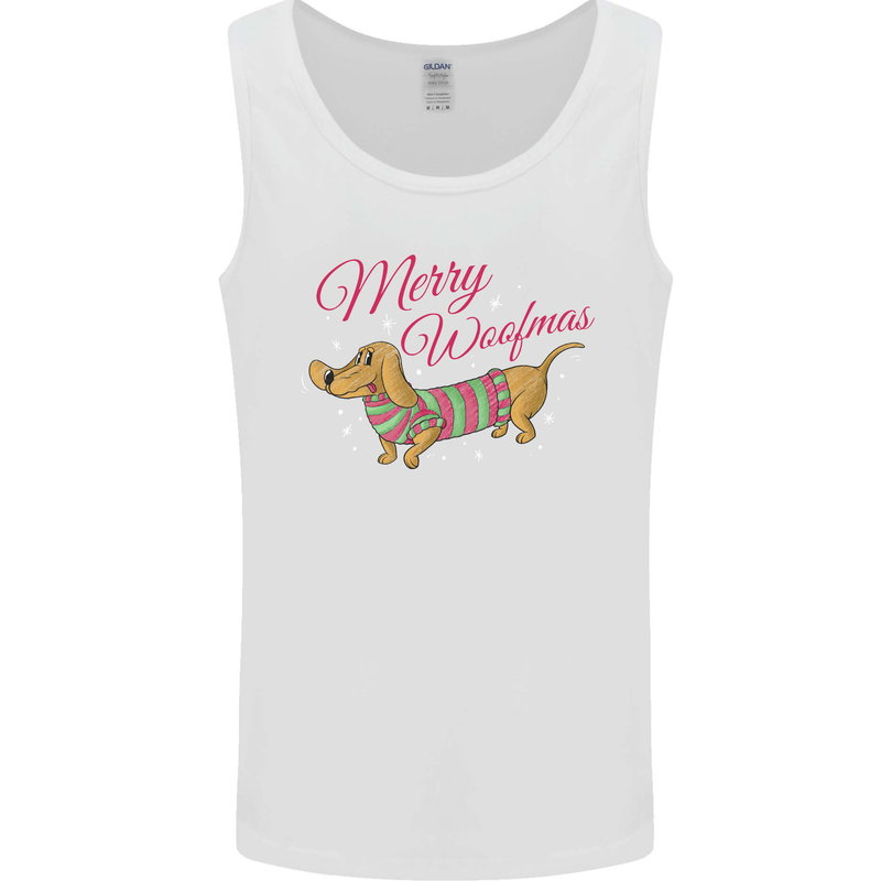 Merry Wiener Funny Christmas Dog Mens Vest Tank Top White