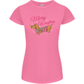 Merry Wiener Funny Christmas Dog Womens Petite Cut T-Shirt Azalea