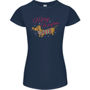 Merry Wiener Funny Christmas Dog Womens Petite Cut T-Shirt Navy Blue