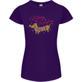Merry Wiener Funny Christmas Dog Womens Petite Cut T-Shirt Purple