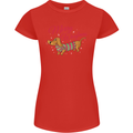 Merry Wiener Funny Christmas Dog Womens Petite Cut T-Shirt Red