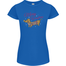 Merry Wiener Funny Christmas Dog Womens Petite Cut T-Shirt Royal Blue