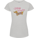 Merry Wiener Funny Christmas Dog Womens Petite Cut T-Shirt Sports Grey