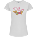 Merry Wiener Funny Christmas Dog Womens Petite Cut T-Shirt White