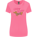 Merry Wiener Funny Christmas Dog Womens Wider Cut T-Shirt Azalea