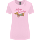 Merry Wiener Funny Christmas Dog Womens Wider Cut T-Shirt Light Pink