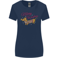 Merry Wiener Funny Christmas Dog Womens Wider Cut T-Shirt Navy Blue