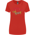 Merry Wiener Funny Christmas Dog Womens Wider Cut T-Shirt Red