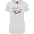 Merry Wiener Funny Christmas Dog Womens Wider Cut T-Shirt White