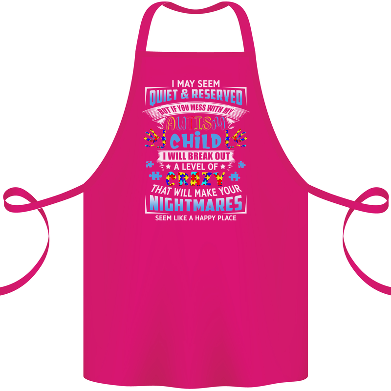 Mess With My Autism Child Autistic ASD Cotton Apron 100% Organic Pink
