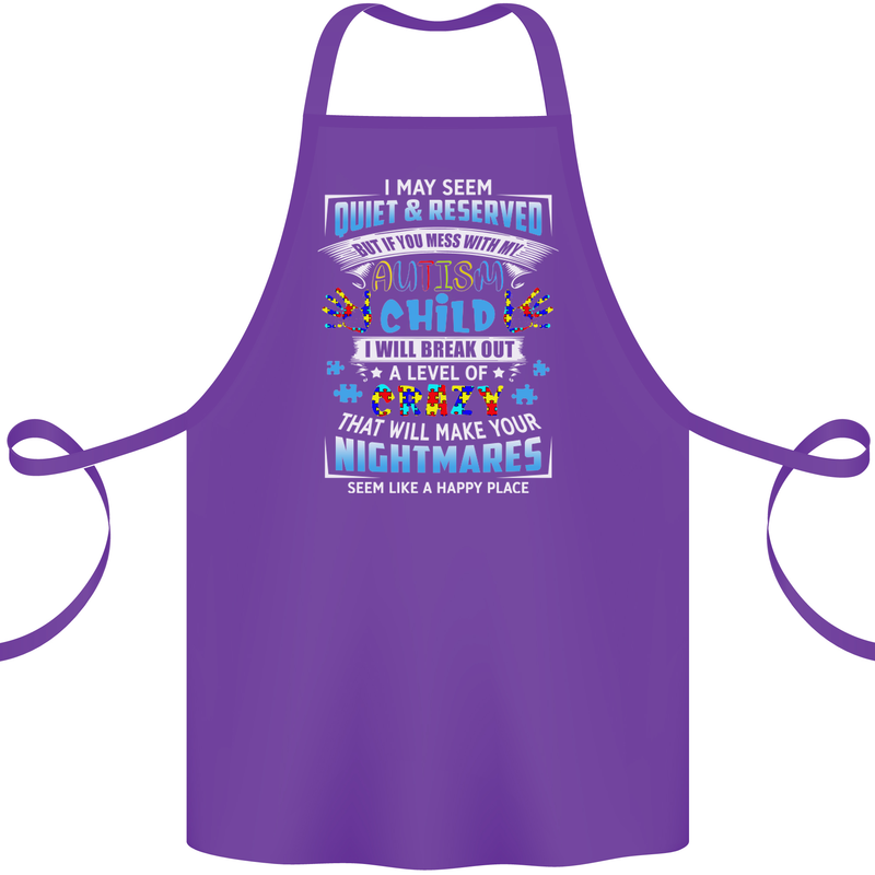 Mess With My Autism Child Autistic ASD Cotton Apron 100% Organic Purple