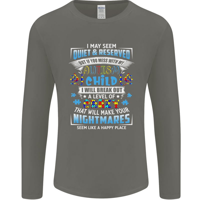 Mess With My Autism Child Autistic ASD Mens Long Sleeve T-Shirt Charcoal