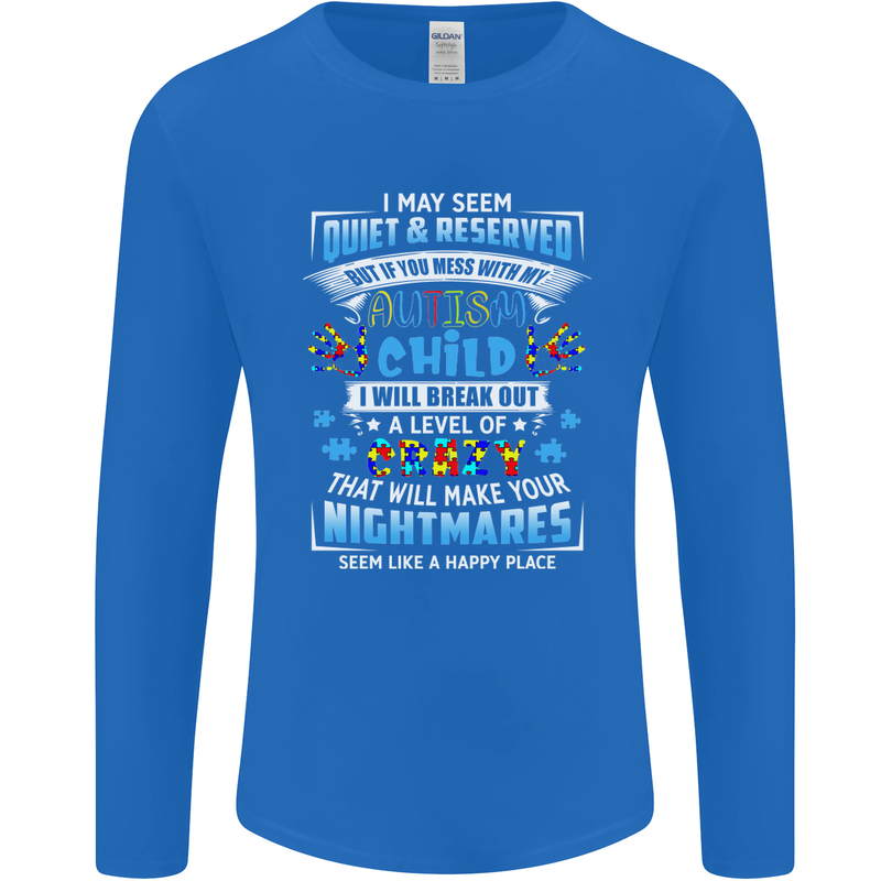 Mess With My Autism Child Autistic ASD Mens Long Sleeve T-Shirt Royal Blue