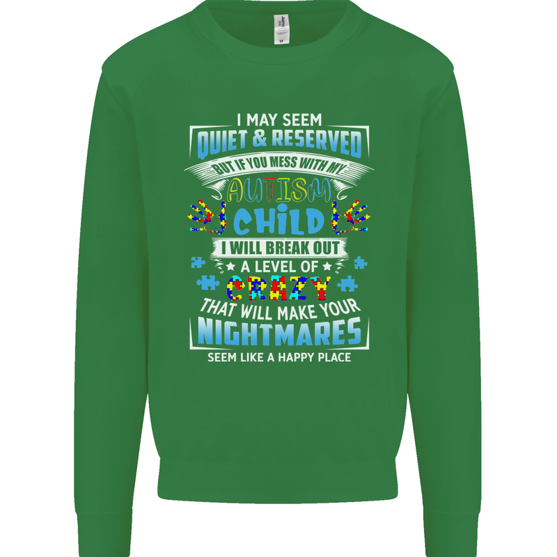 Mess With My Autism Child Autistic ASD Mens Sweatshirt Jumper Irish Green