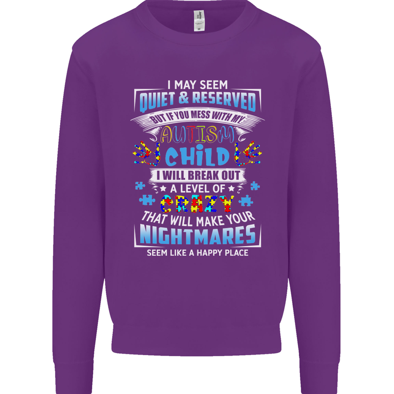 Mess With My Autism Child Autistic ASD Mens Sweatshirt Jumper Purple