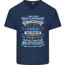 Mess With My Autism Child Autistic ASD Mens V-Neck Cotton T-Shirt Navy Blue