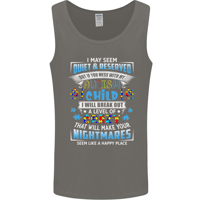 Mess With My Autism Child Autistic ASD Mens Vest Tank Top Charcoal