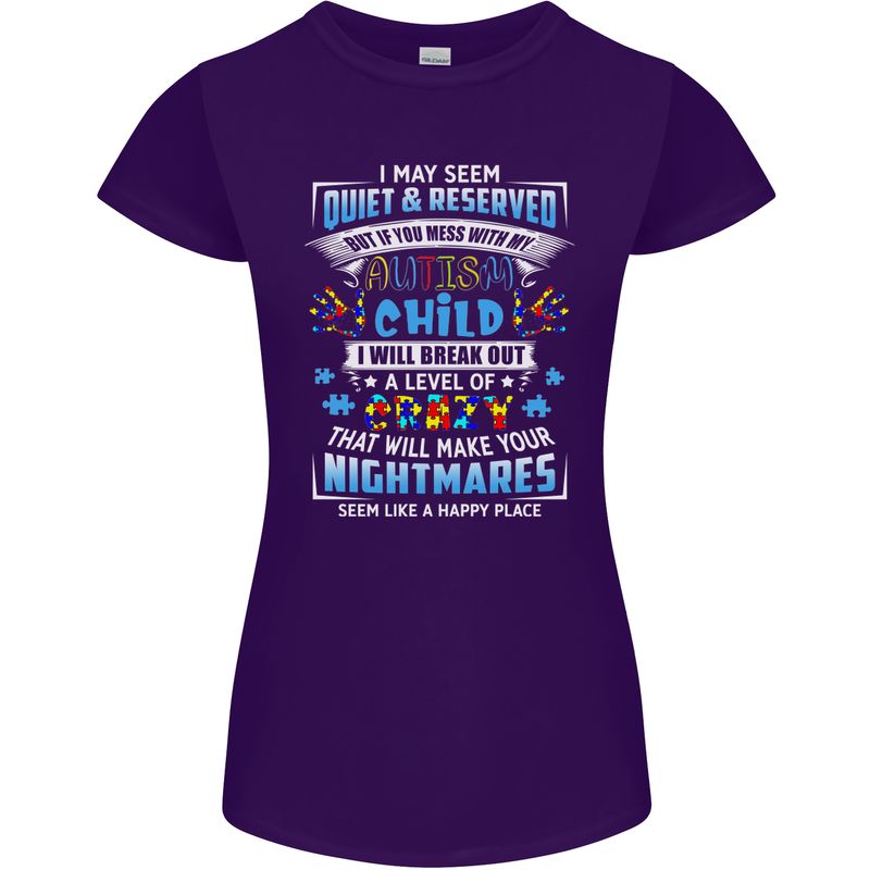 Mess With My Autism Child Autistic ASD Womens Petite Cut T-Shirt Purple