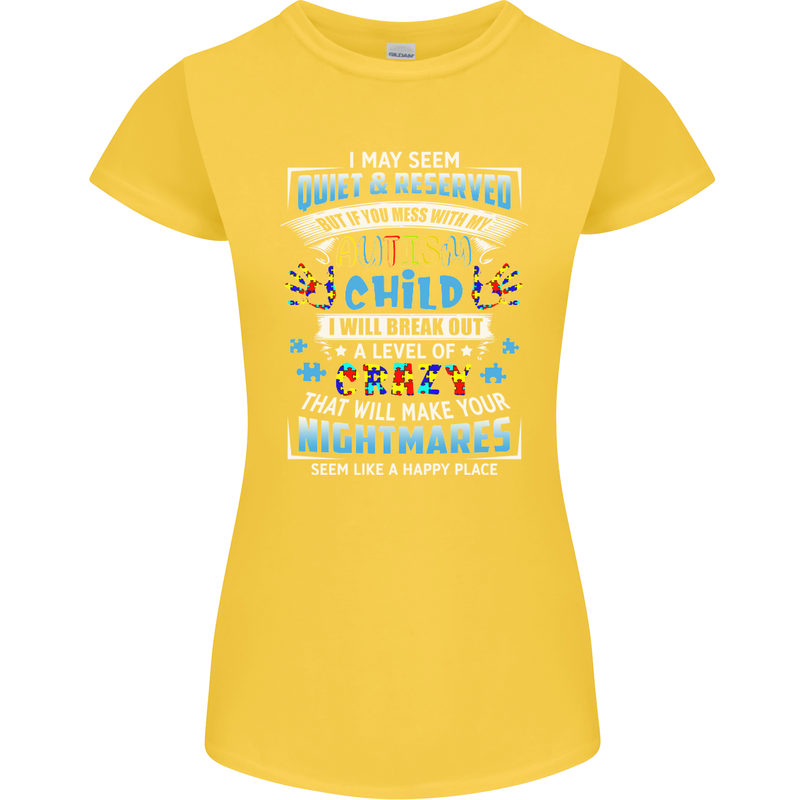 Mess With My Autism Child Autistic ASD Womens Petite Cut T-Shirt Yellow