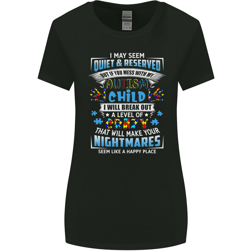 Mess With My Autism Child Autistic ASD Womens Wider Cut T-Shirt Black