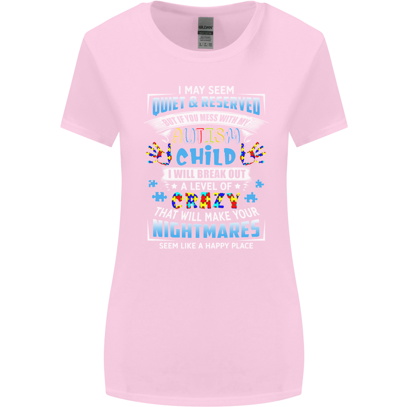 Mess With My Autism Child Autistic ASD Womens Wider Cut T-Shirt Light Pink