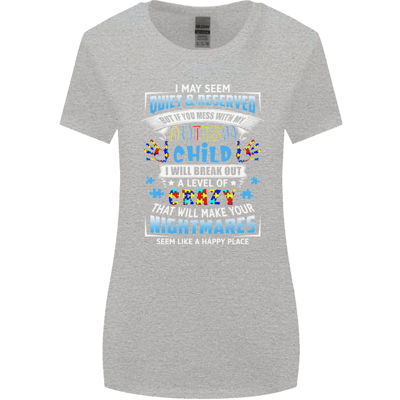 Mess With My Autism Child Autistic ASD Womens Wider Cut T-Shirt Sports Grey