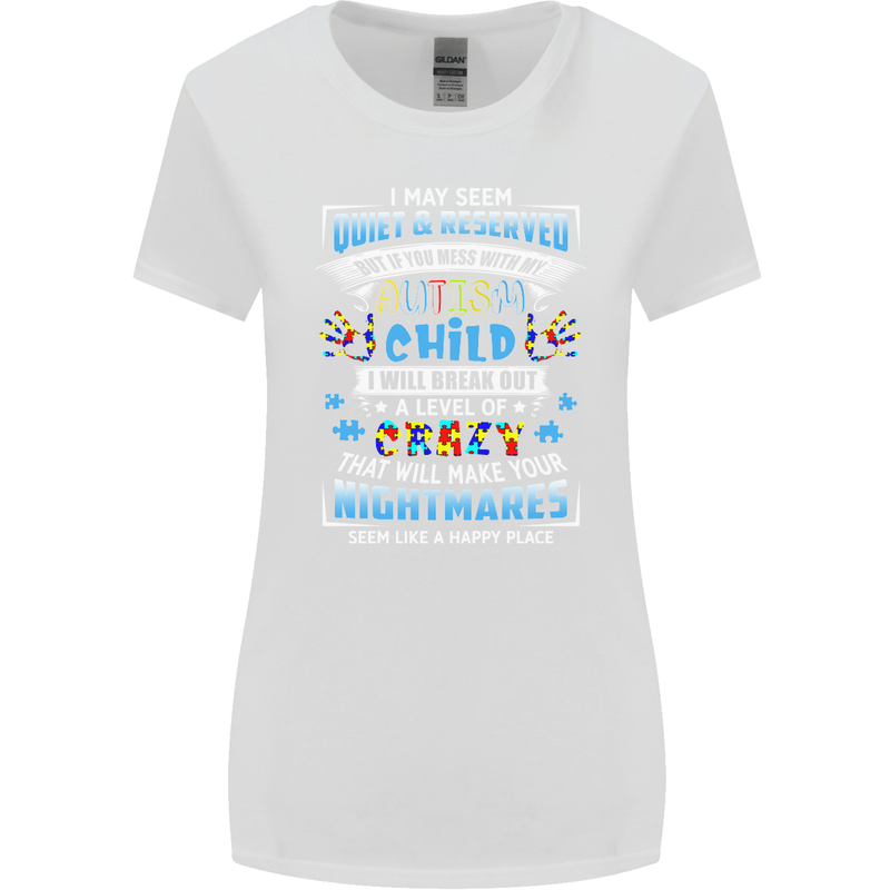 Mess With My Autism Child Autistic ASD Womens Wider Cut T-Shirt White