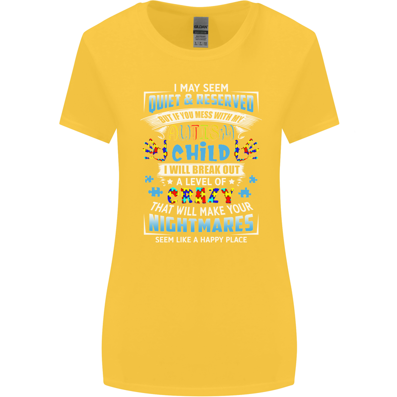 Mess With My Autism Child Autistic ASD Womens Wider Cut T-Shirt Yellow