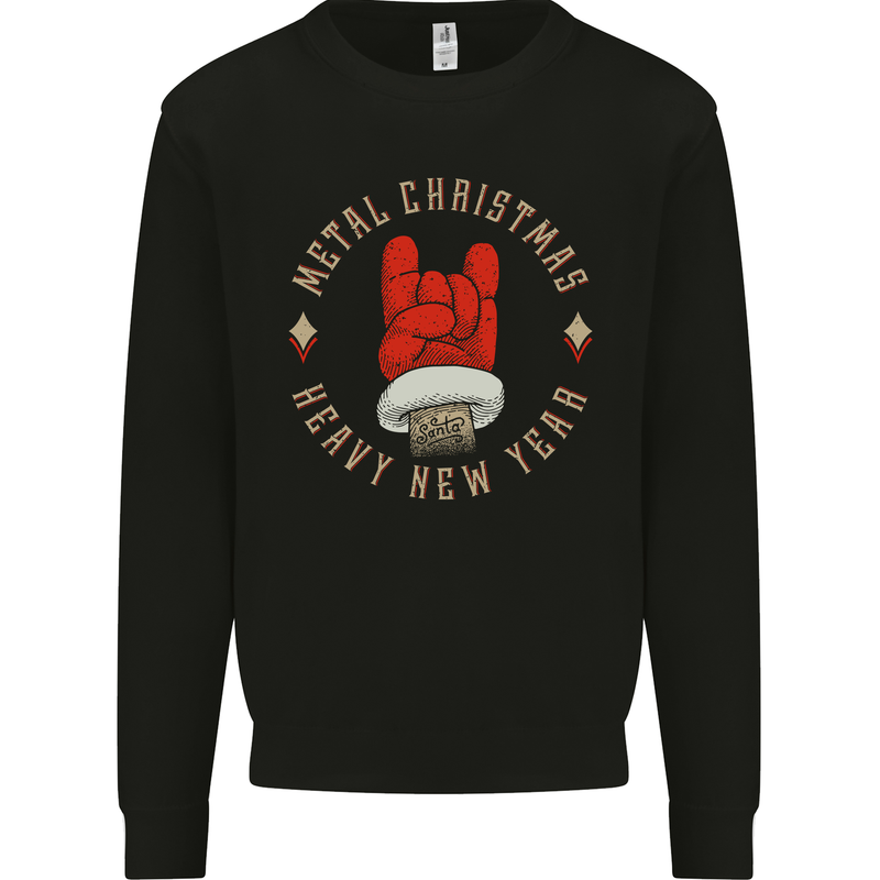 Metal Christmas Heavy Rock Music Guitar Kids Sweatshirt Jumper Black