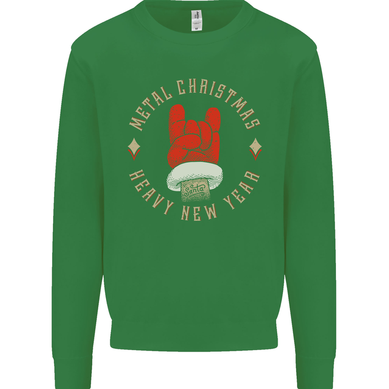 Metal Christmas Heavy Rock Music Guitar Kids Sweatshirt Jumper Irish Green