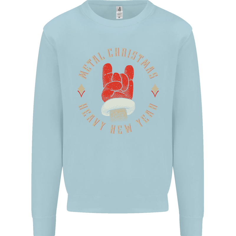 Metal Christmas Heavy Rock Music Guitar Kids Sweatshirt Jumper Light Blue