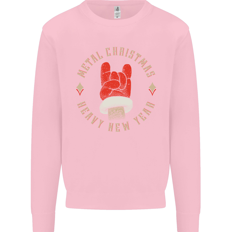 Metal Christmas Heavy Rock Music Guitar Kids Sweatshirt Jumper Light Pink