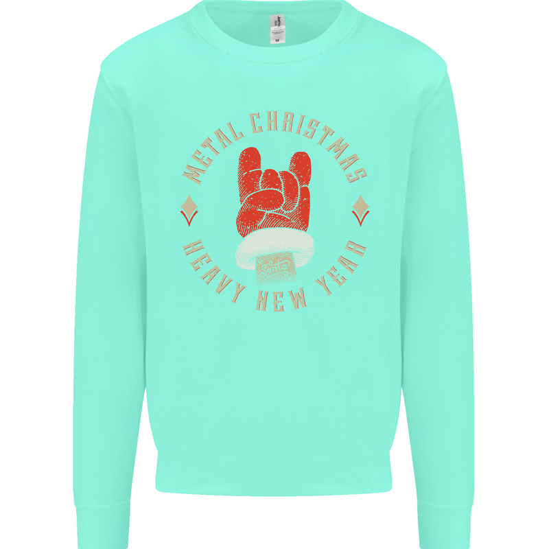 Metal Christmas Heavy Rock Music Guitar Kids Sweatshirt Jumper Peppermint
