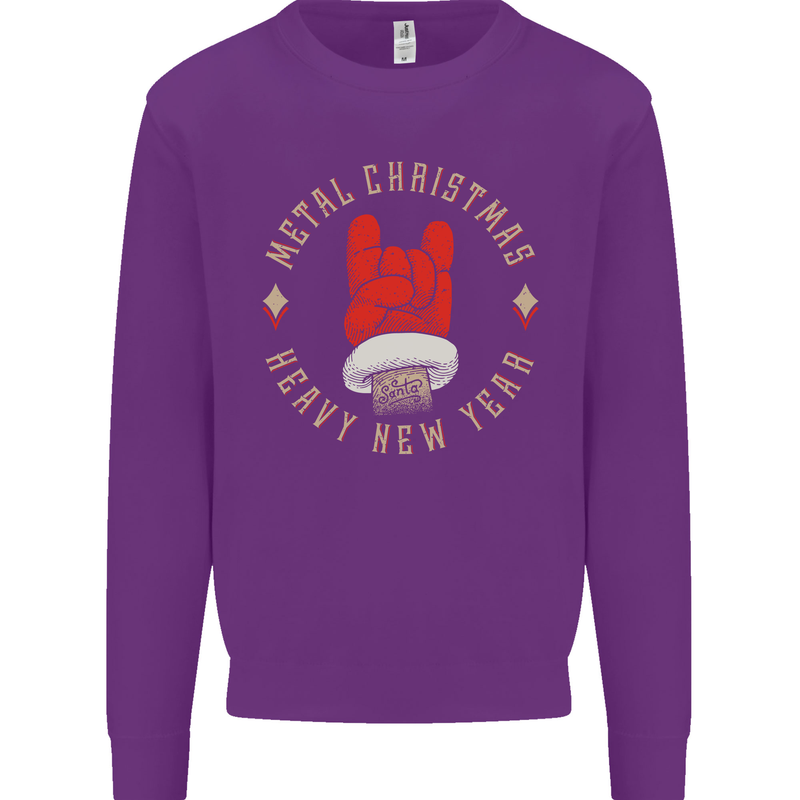 Metal Christmas Heavy Rock Music Guitar Kids Sweatshirt Jumper Purple