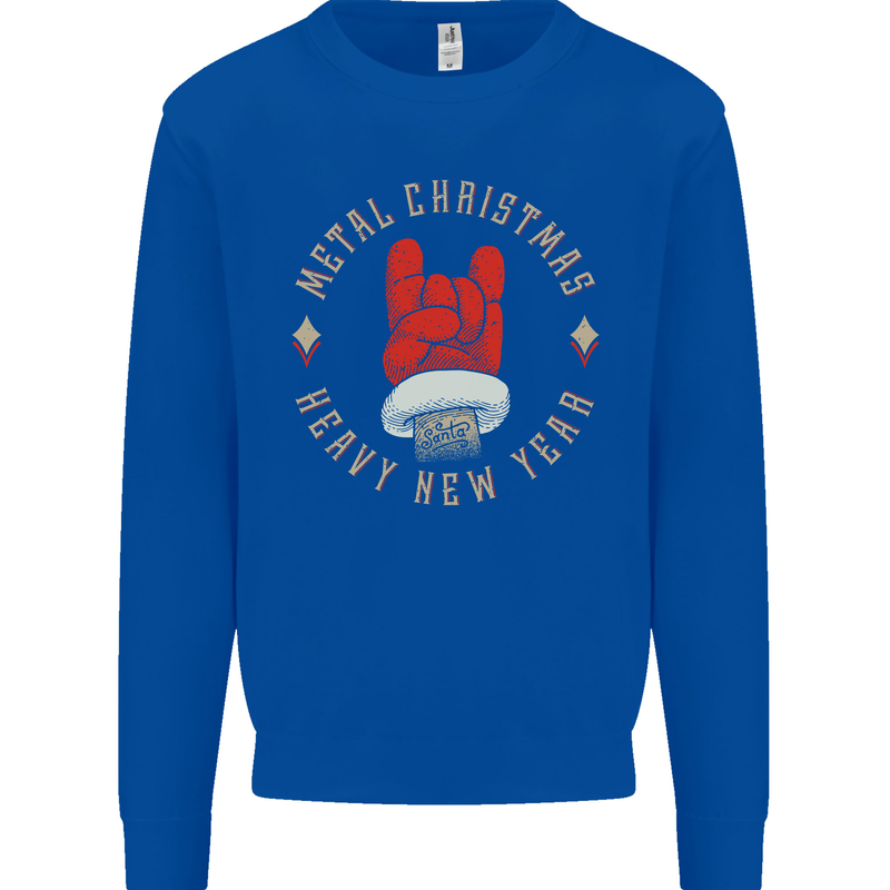 Metal Christmas Heavy Rock Music Guitar Kids Sweatshirt Jumper Royal Blue